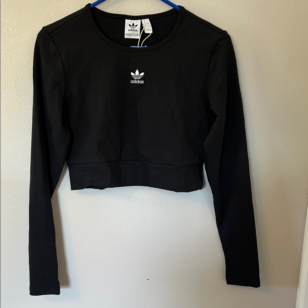 1-Adidas Black 1- green Crop Top with Long sleeved